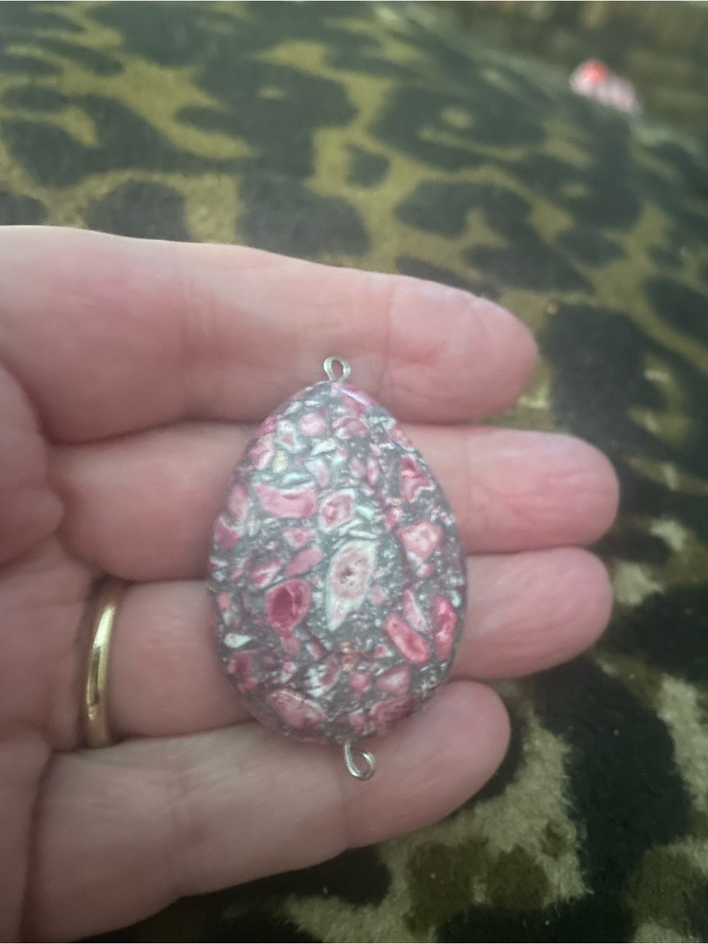 Handcrafted Pink Stone Connector Pendant – Women Jewelry